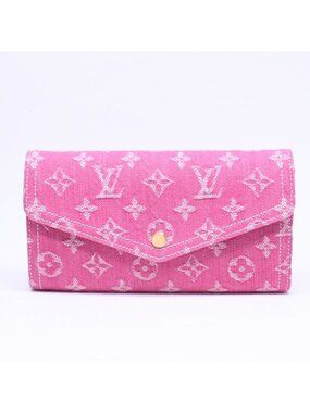 Louis Vuitton Monogram Jacquard Portefeuille Sarah Wallet Denim Fuchsia